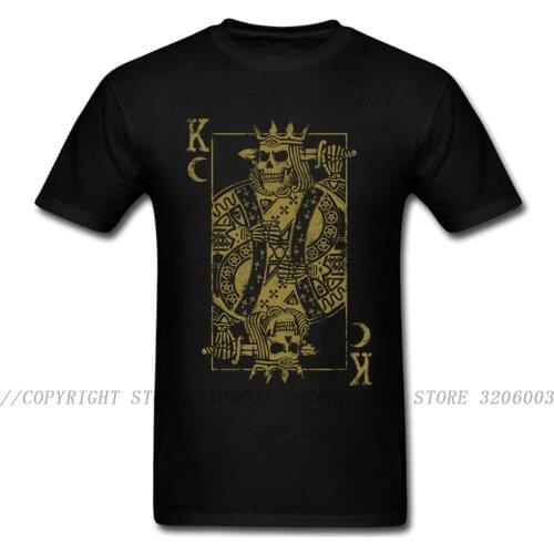 2018 Suicide King Vintage Skull Gold Poker Card Black T-shirt Unique Mens Short Sleeve Tops & Tees For Summer