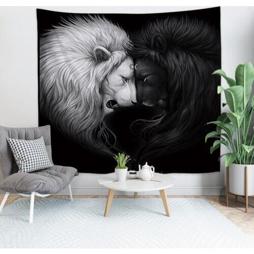 3D Cartoon Lion Tapestry Wall Hanging Polyester Thin Animal Printed Tapestry Living Room Bedroom Background Blanket Home Decor