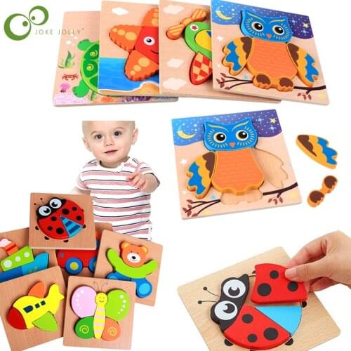 3D Animal Fruit Traffic Three-dimensional Puzzles Childrens Wooden Educational Toys Clutch Birthday Gifts WYW