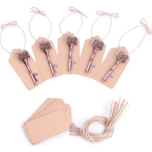 50pcs/Set Wedding Favors for Guests Party Vintage Key Bottle Opener with Escort Tag Card,Twine Beer Bottle Openers Kitchen Tool
