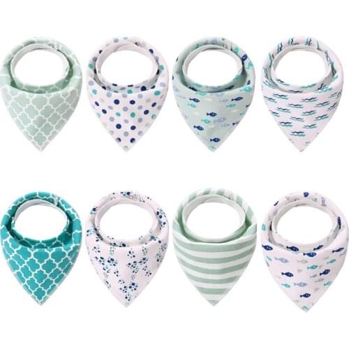 8 Pcs Baby Newborn Feeding Bibs Soft Cotton Saliva Towel Toddler Triangle Scarf