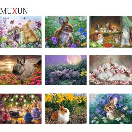Muxun Diamond Mosaic 5D Diy Diamond Painting Cross Stitch Moon Rabbit Diamond Embroidery Classic Style Rhinestone Painting Ep431