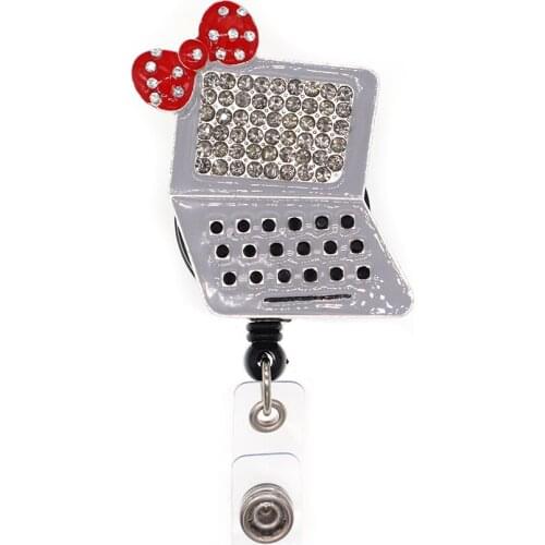 Free shipping rhinestone enamel doctor/nurse office laptop computer Retractable ID Badge Holder reel for office accessories