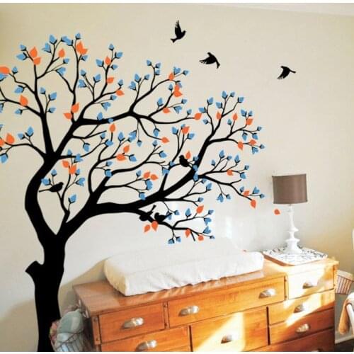 Large TreeWall Poster Nursery Kids Bedroom Art Decor Wall Sticker Huge Tree With Flying Birds Vinyl Removable Wall Decals T-19