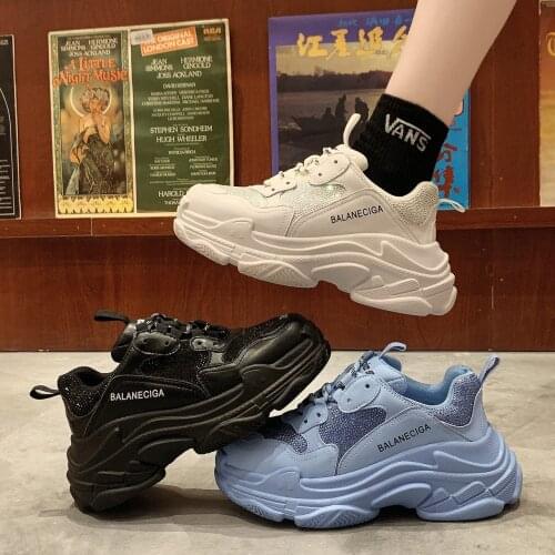 Brand Design Trendy Blue Women Dad Shoes Summer Chunky Sneakers Platform Casual Shoes Fashion Womens Sneakers Classic Trainers