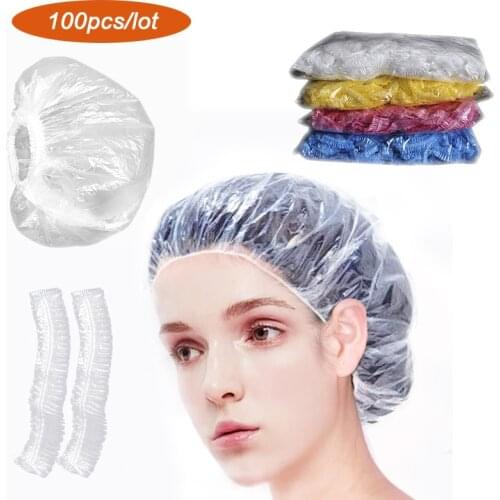 Zhang ji 100 pcs disposable shower caps waterproof PE thick elastic for barbershop hotel beauty salon hair dressing dyeing