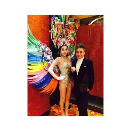 Carnival feather headwear for girls party dancing performance female clothes bow hair headdress dance feather headpiece costume