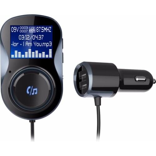Haina Bluetooth Wireless Car charger Transmitter Audio Car Mp3 Player FM Handsfree with LCD Display