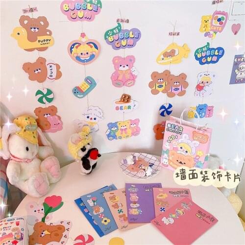Ins korean cartoon bear card wall decor birthday party rnaments DIY Crutch Pendant Decor