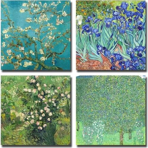 Canvas Painting Iris Plant Flower Picture Retro Poster Wall Art Painting Living Room Kitchen Decoration Wall Picture