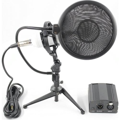 Hot Professional full set of meals BM 8000 Condenser microphone+48v phantom power+Desktop Stand Recording studio microphone