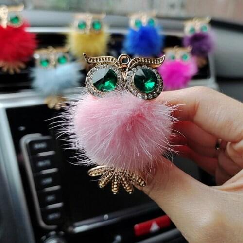 Crystal Owl Car Air Freshener Diamond Villus Owl Car Perfume Clip Auto Accessories Interior Woman Aromatherapy Ornament