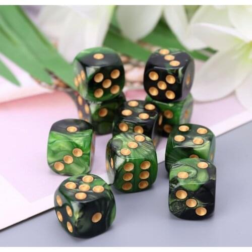 10 Pcs 16mm Resin Dice D6 Black Green Dice Round Edges Dice KTV Bar Nightclub Entertainment Tools Adult Toys