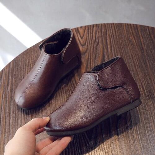 Autumn Winter Top Selling Boys Martin Boots New Fashion Brand Children Boots Kids Shoes Soft Leather Zipper Casual Girls Shoes