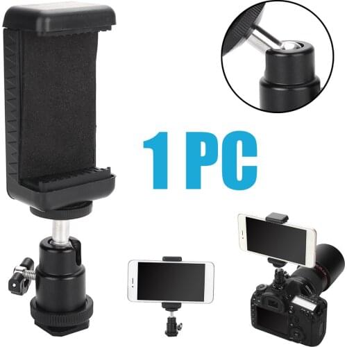 Mayitr 1pc Multi-functional Practical Mobile Phone Clip Stand Holder Portable Swivel Ball Head Hot Shoe Adapter Phones Bracket