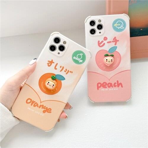 Cute 3D cherry orange phone case, suitable for iPhone 12 11promax X Xr Xs Max 7 8 plus anti-drop camera protection back cover
