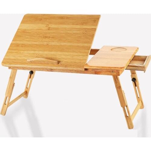 Multifunction Adjustable Laptop Table Bamboo Laptop Stand Desk For Notebook iPad Books Folding Bed Desk With Drawer 50*30 CM