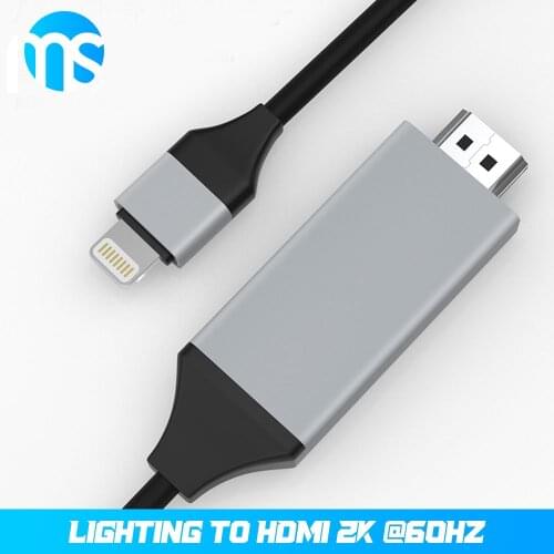 MS [MFi Certified] Lightning to HDMI Adapter Cable Compatible with iPhone iPad to HDMI 2K HD TV Connector Cable for iPhone/iPad