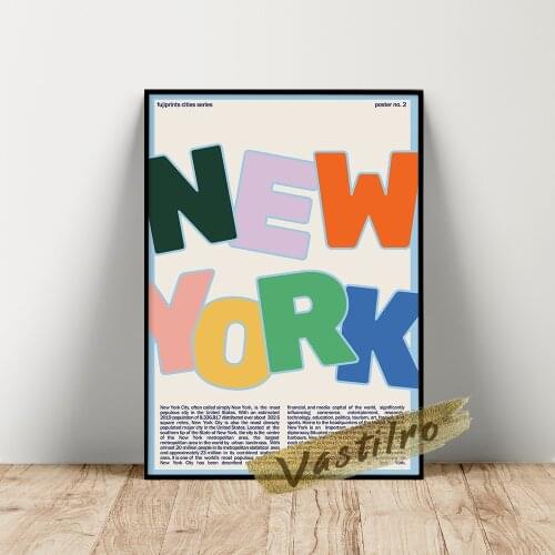 New York Printable Wall Art Print Retro Poster Mid Century Modern Prints Art Canvas Painting Gift Bedroom Home Room Decorate