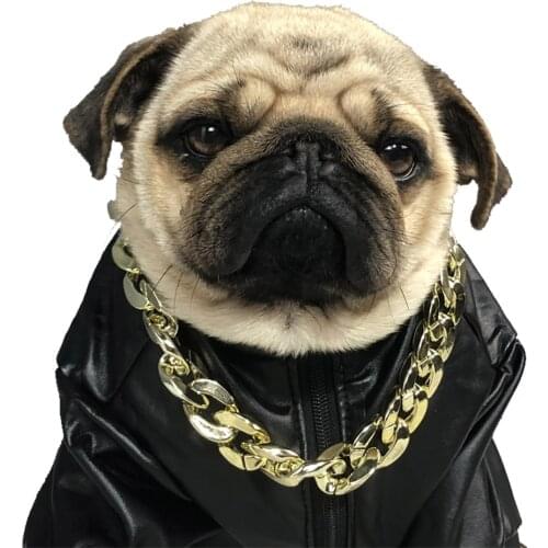 Pet Cat Dog Chain Gold Plated Necklace French Bulldog Pug Quick Release Pinch Collar Funny Disguise Photo Props Pet Accessories