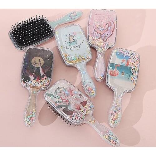 Cartoon Rainbow Print Comb Air Bag Massage Anti-static Styling Tool For Detangler Brush Anti-knotted Reduce Hairloss Hair Brush
