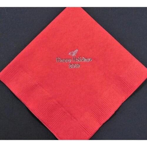 Personalized logo birthday party wedding Napkins Gold foil Custom Baby shower Monogramed Beverage paper ,Happy Holidays Napkins