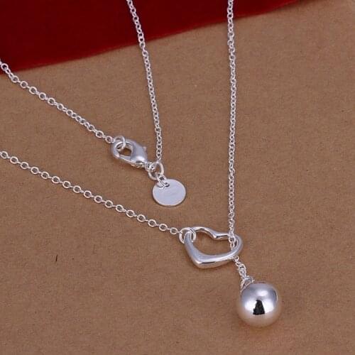Silver color exquisite noble luxury gorgeous fashion women lady charming loving drop shot necklace Silver jewelry N164