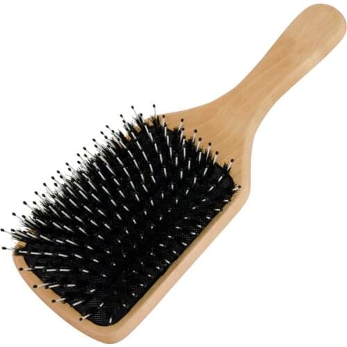 DREWTI Large Womens Wooden Hairbrush Natural Hairdressing Tools Wild Boar Bristles Tangles Removal Barbershop Hair Cleaning