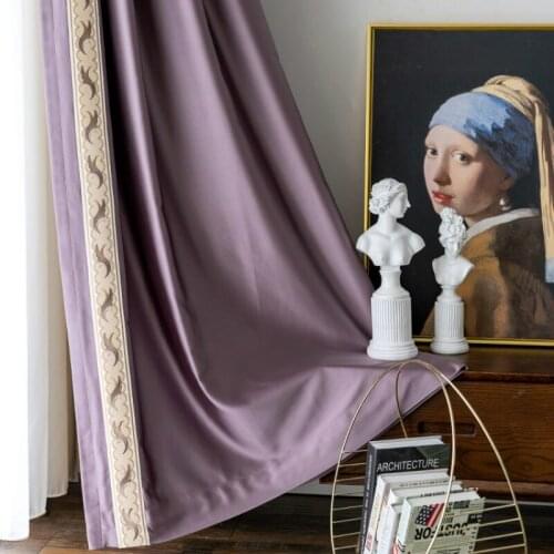 Modern Blackout Curtains for Window Purple Curtain with Gimp for Living Room for Kitchen Bedroom Cortains Drapes Window Curtain