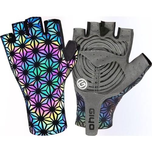 Light Reflective Dazzle MTB Cycling Half Finger Gloves Lycra Luminous Washable Bicycle Fingerless Gloves Outdoor Sport Mittens