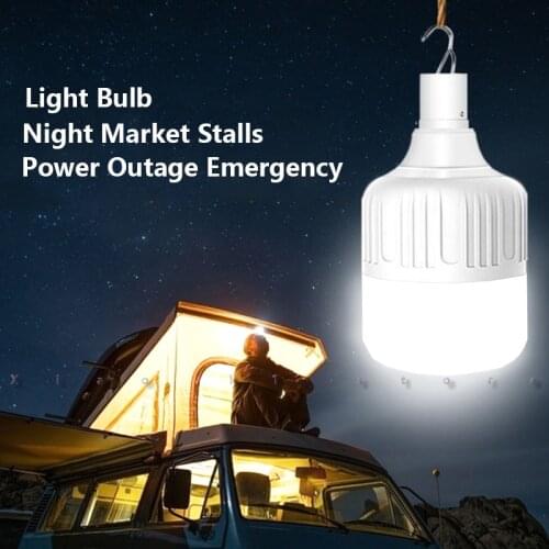 LED USB Bulb Lamp Rechargeable Portable Emergency Night Market Light Camping Lamp Balcony Garden Street Energy-saving Lighting