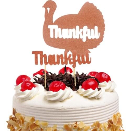 Cake Topper Thankful Turkey Happy New Year Thanks Giving Decoration Day Christmas Party Cupcake Baking Decor Supplies DIY Xmas