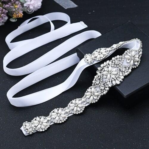TOPQUEEN S161 luxury Rhinestone Crystal Bridal Belts Strass Ribbon Wedding Accessories Formal Party Belt Sparkly Belts for Women