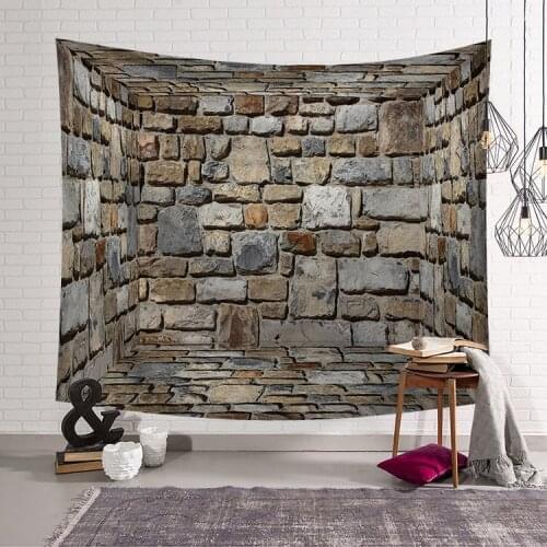Vintage Stone Grey Brick Wall Tapestry Hippie Boho Home Decor European Wall Cloth Tapestries Multi Medieval Wallpaper Bedspread