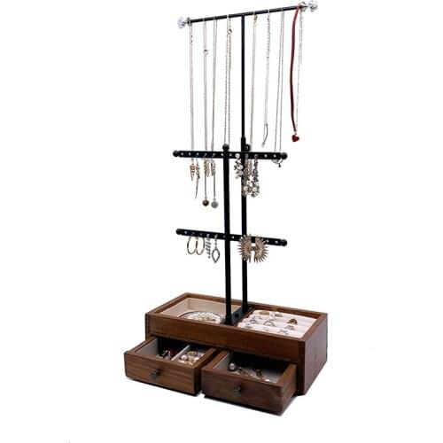 Hanging Jewelry Display Storage Box with Drawers, Can Organize Necklaces, Bracelets, Earrings, Rings