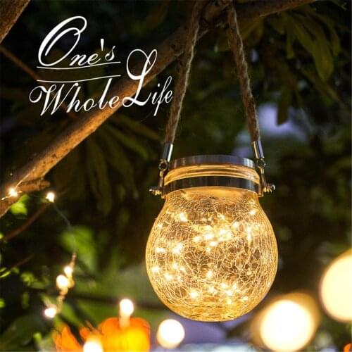Waterproof Solar Crack Bottle Lights Lighting Hemp Rope Hanging Lamp Outdoor Indoor Garden Chandelier Decor