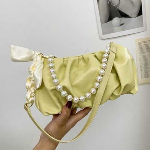 High Quality Women Pu Leather Pearl Handle Handbags Shoulder Bags Designer Ladies Small Crossbody Bags for Women Messenger Bag