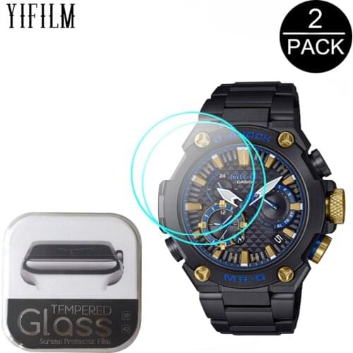 2Pcs Screen Protector Anti-Scratch Glass For Casio G-SHOCK MRG-B1000BA MRG-B2000R MRG-B2000B AWM-500GD HD Clear Tempered Glass