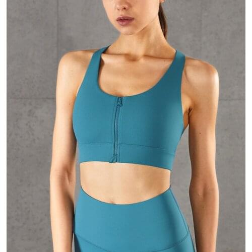 Women YKK Zipper Sports Bras High Support Shockproof Training Underwear Racer Back Running Bras Gym Workout Yoga Bra Sportswear