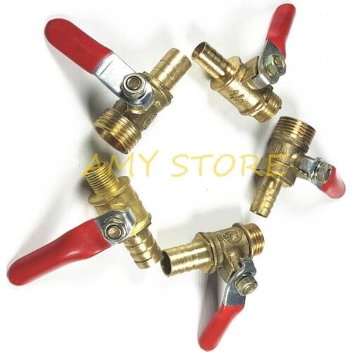 1Pc 6mm 8mm 10mm 12mm Air Tube Hose Barbed to 1/8" 1/4" 3/8" 1/2" BSPT Male Threaded Brass Mini Shut off Valve
