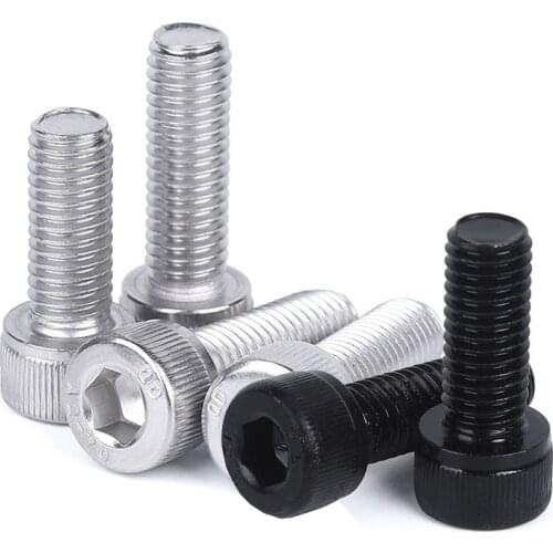 10pcs M3 M4 M5 M6 M8 304 A2 Stainless Steel Black grade 12.9 steel DIN912Hexagon Hex Socket Head Cap Allen Bolt Screw For Laptop