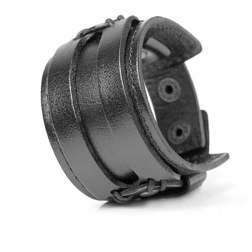 2021 Fashion High Quality Brand Leather Bracelets Trendy Simple Pearl-Clasps Trendy Bandage Wrap Charm Bracelet Men Gift