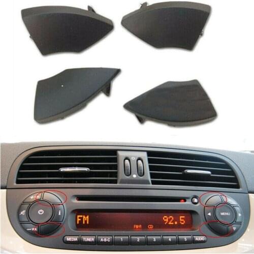 4pcs For-Fiat 500 Car radio cd button buttons trim mould cover removal Black /ivory white Car Accessories Automobile decoration