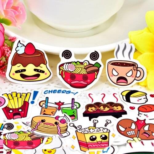40pcs Cute japanese foods stickers scrapbooking For notebook Phone Waterproof Laptop Bicycle Kids diary Toy label Stickers