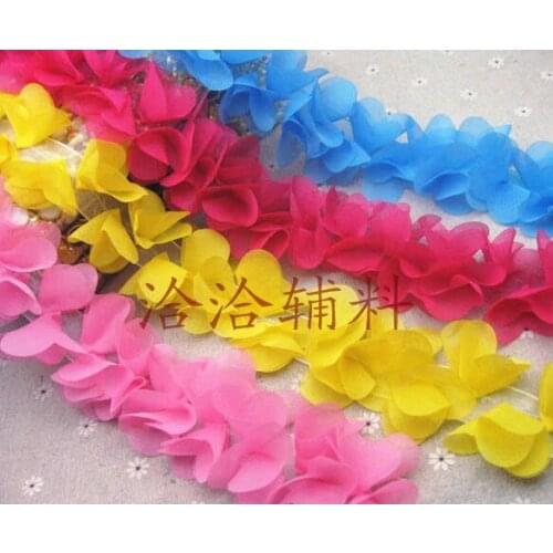 5Yard/Lot DIY Lace Trim Multicolor Petals Chiffon Three-dimensional Laciness Fabric Clothes Wedding dress Accessories
