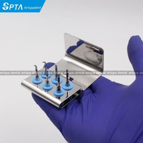 6 pcs Dental Ultrasonic Scaler Insert Scaling Tips for EMS G1 G2 G4 P1 With Autoclave Holder