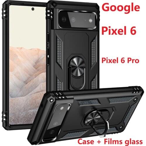 Armor For Google Pixel 6 Pro Case Tempered films glass Silicon Car Holder Magnetic Ring Hard Cover