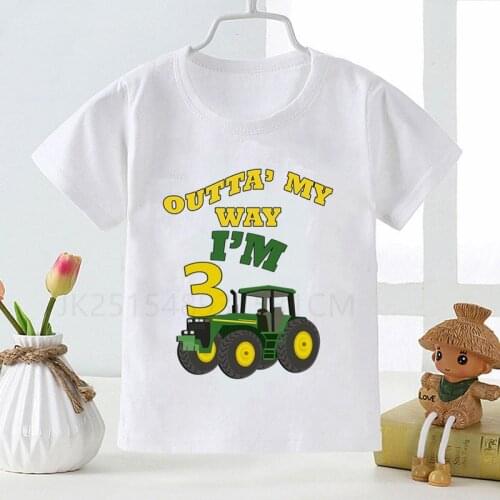 Boy1-9 Car Birthday Number Print T Shirt Excavator Children Birthday Boy T-shirts Boy&Girl Funny Gift Tshirt Present
