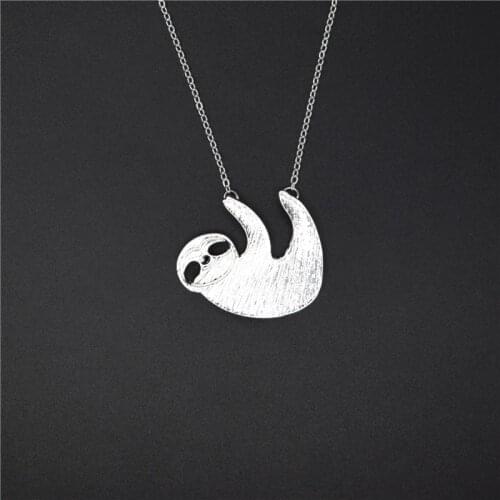 Elfin Wholesale Trendy Sloth Necklaces Gold Color Silver Color Bradypus Sloth Jewellery Pendant Necklaces Women Men Jewellery