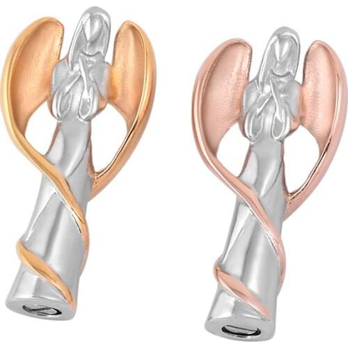 Hot Selling Seven Colors Angel Fairy Memorial Jewelry Stainless Steel Cremation Urn Necklace 36mm Funeral Keepsake Pendant